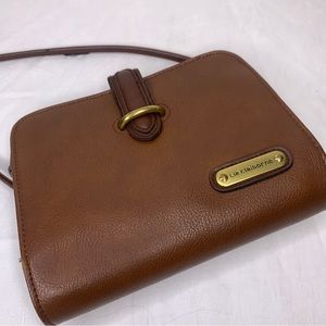 Vintage Liz Claiborne Organizer Purse Handbag Crossbody Brown Utilitarian